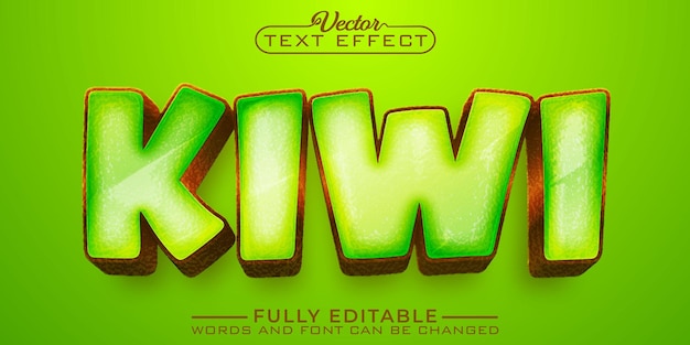 Cartoon Fruit Kiwi Vector bewerkbare teksteffectsjabloon