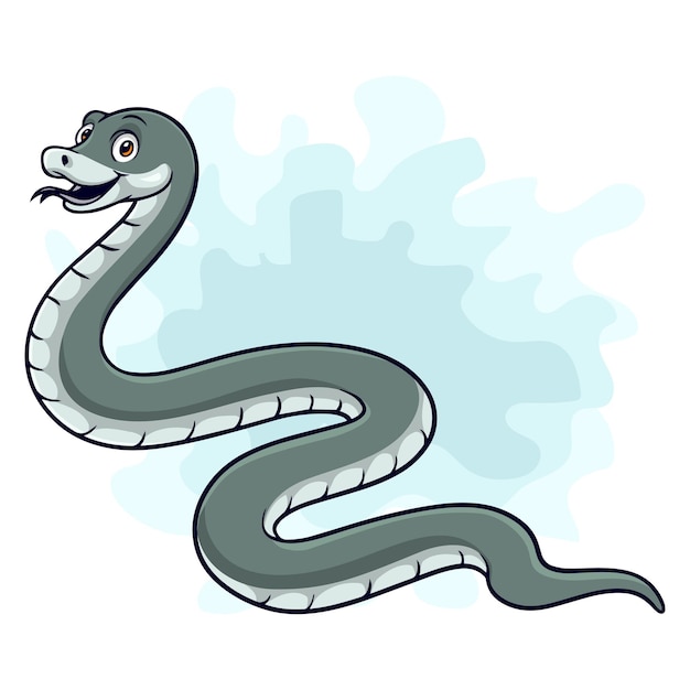 Cartoon funny black mamba snake isolated on white background