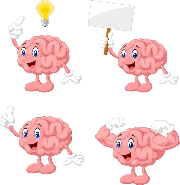 Cartoon funny brain collection set