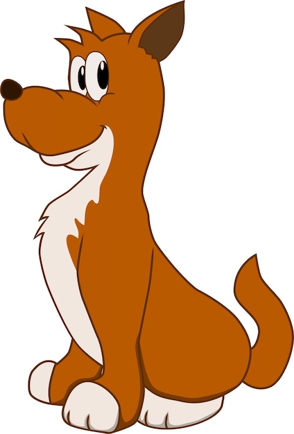 Vector cartoon of a funny brown dog sitting and smiling