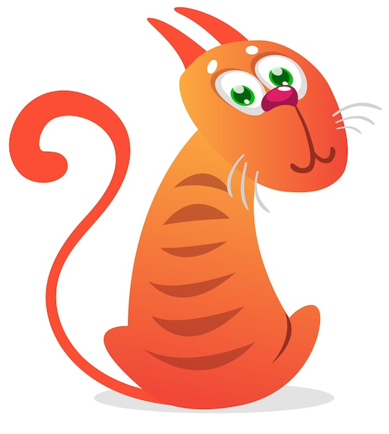 Cartoon funny cat fat striped cat illustration vector isolated