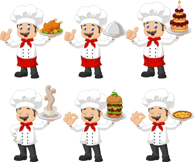 Cartoon funny chef collection set