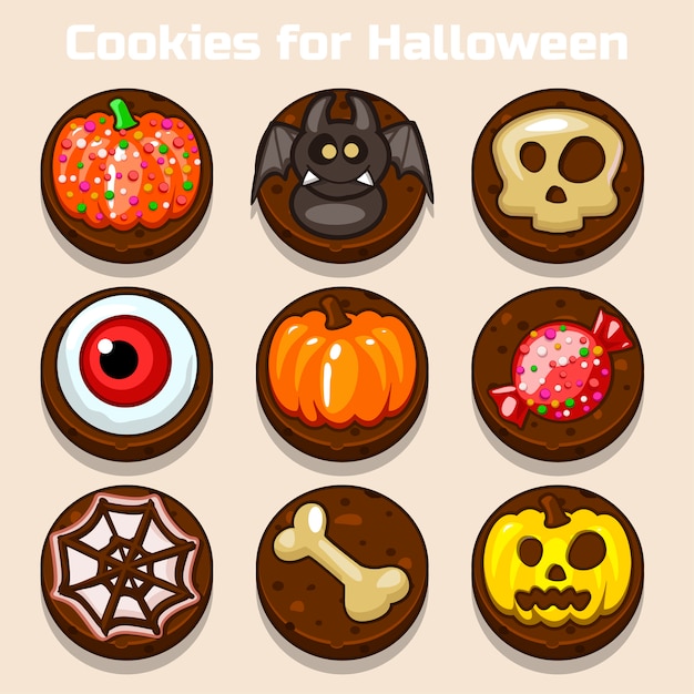 Cartoon funny chocolate halloween cookies