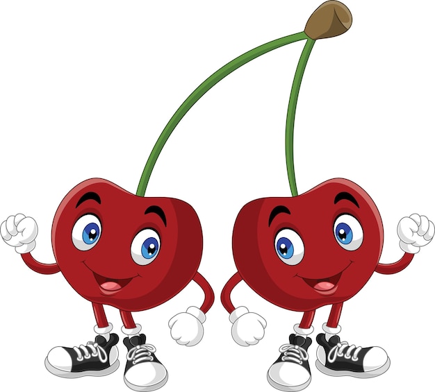 Personaggio di cartone animato divertente di coppia di ciliegie