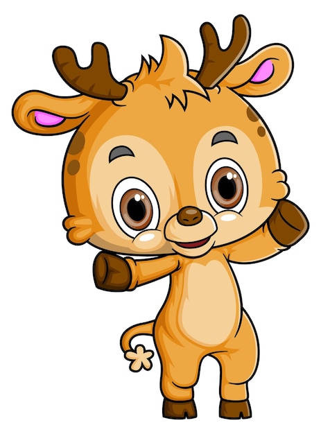 Cartoon funny deer isolated on white background