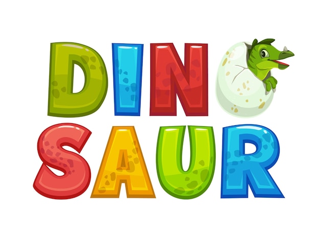 Vector cartoon funny dinosaur character and dino egg