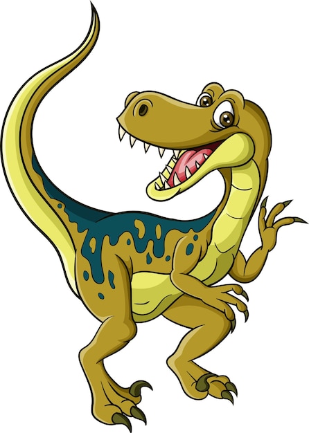 Cartoon funny dinosaur on white background