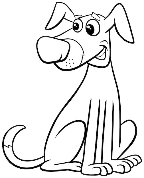 cartoon funny dog comic animal character coloring book page