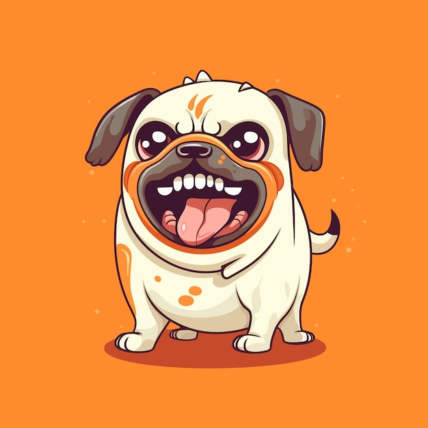 Cartoon funny dog mascot vector illustration character concept animal icon isolated