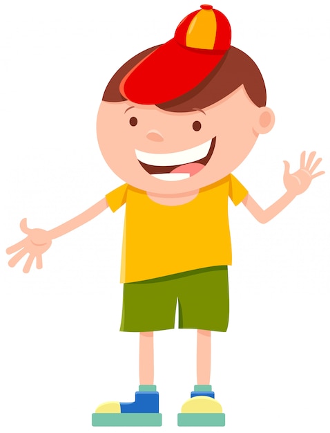 Cartoon of Funny Elementary Age Kid Boy