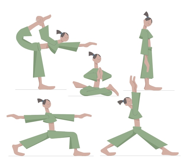 Premium Vector | Cartoon funny girl in yoga poses isolated on white  background vector illustration