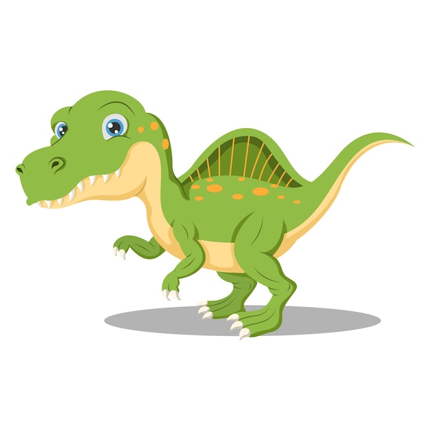 Cartoon funny green spinosaurus dinosaur