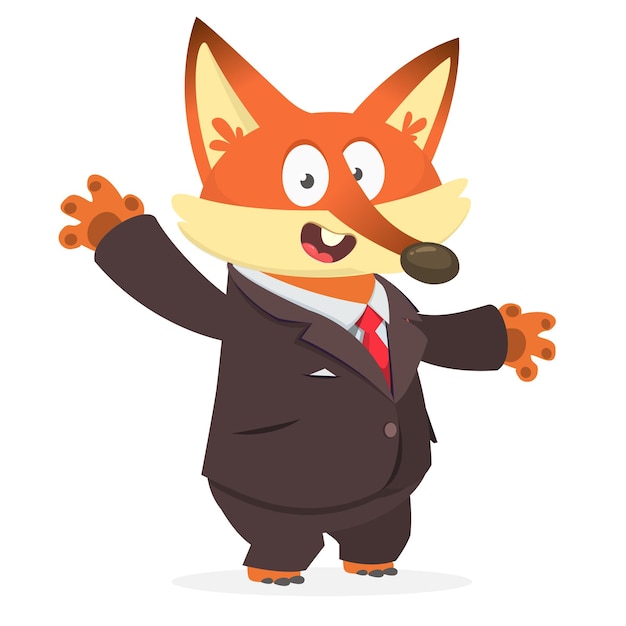 Cartoon funny grizzly bear wearing toxedo or business suit Vector illustration