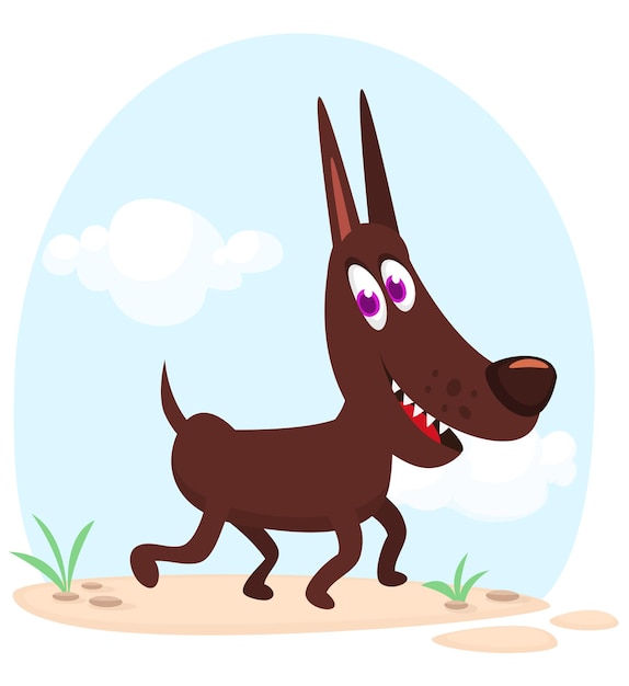 Vector cartoon funny guardian dog vector illustration