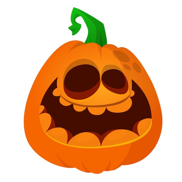 Cartoon funny halloween pumpkin head isolated on white background Vector illustration