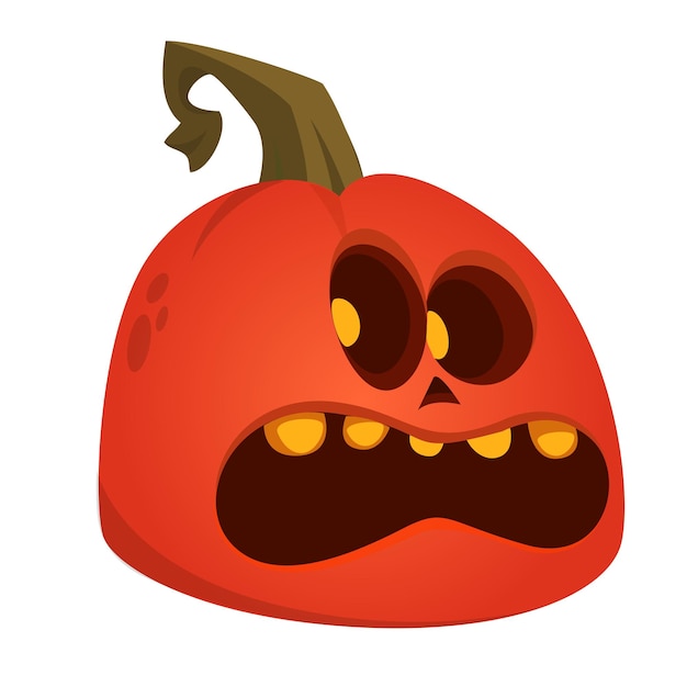 Cartoon funny halloween pumpkin head isolated on white background Vector illustration