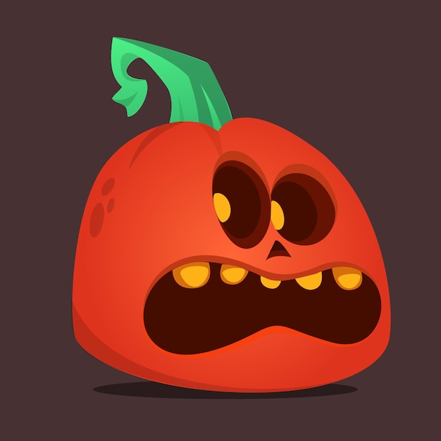 Cartoon funny halloween pumpkin head isolated on white background Vector illustration