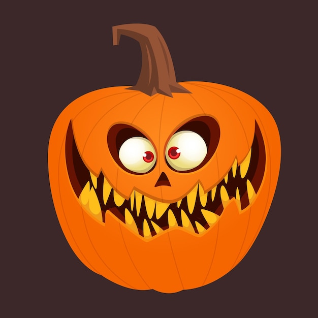 Cartoon funny halloween pumpkin head isolated on white background Vector illustration