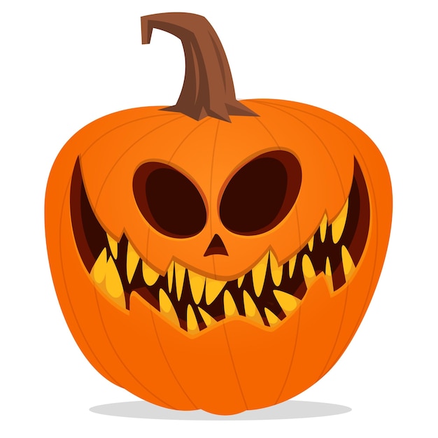 Cartoon funny halloween pumpkin head isolated on white background Vector illustration