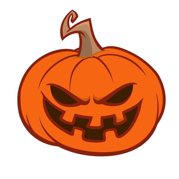 Cartoon funny halloween pumpkin head isolated on white background vector illustration