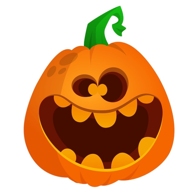 Cartoon funny halloween pumpkin head isolated on white background Vector illustration