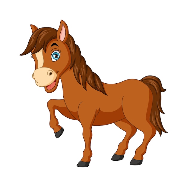 Vector cartoon funny horse isolated on white background