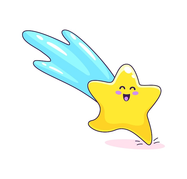 Cartoon funny kawaii shooting star character