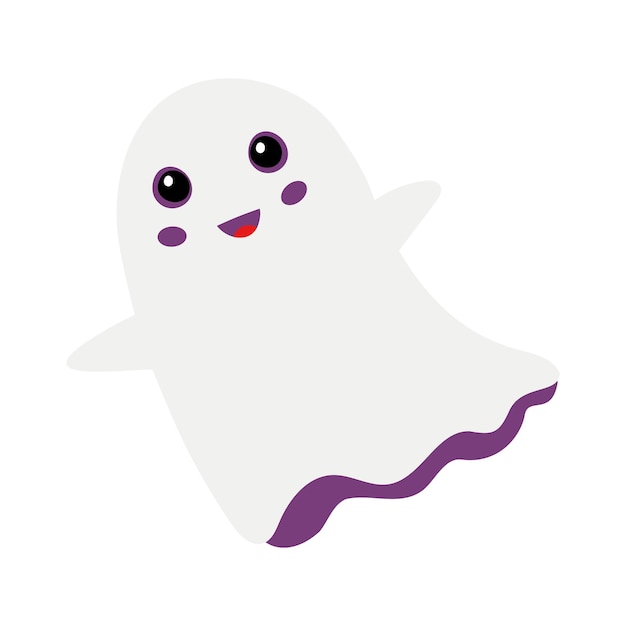 Cartoon funny laughing ghost Halloween spirit with hands