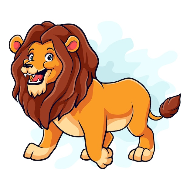 Vector cartoon funny lion isolated on white background