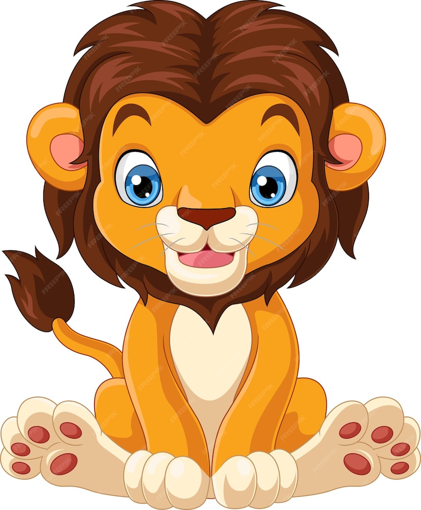 Premium Vector | Cartoon funny lion sitting on white background