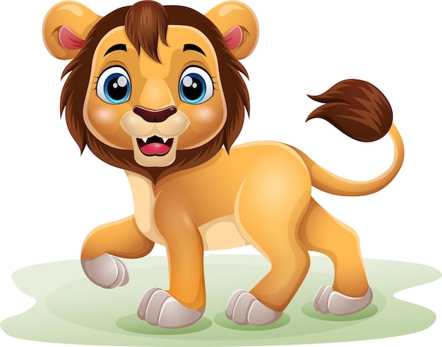 Cartoon funny lion on white