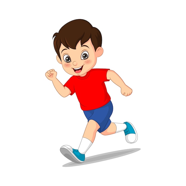 Cartoon funny little boy running