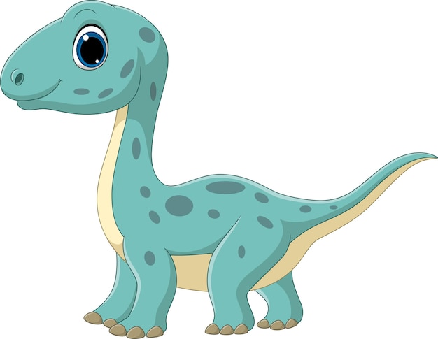 白い背景の上の漫画面白い小さなbrontosaurus
