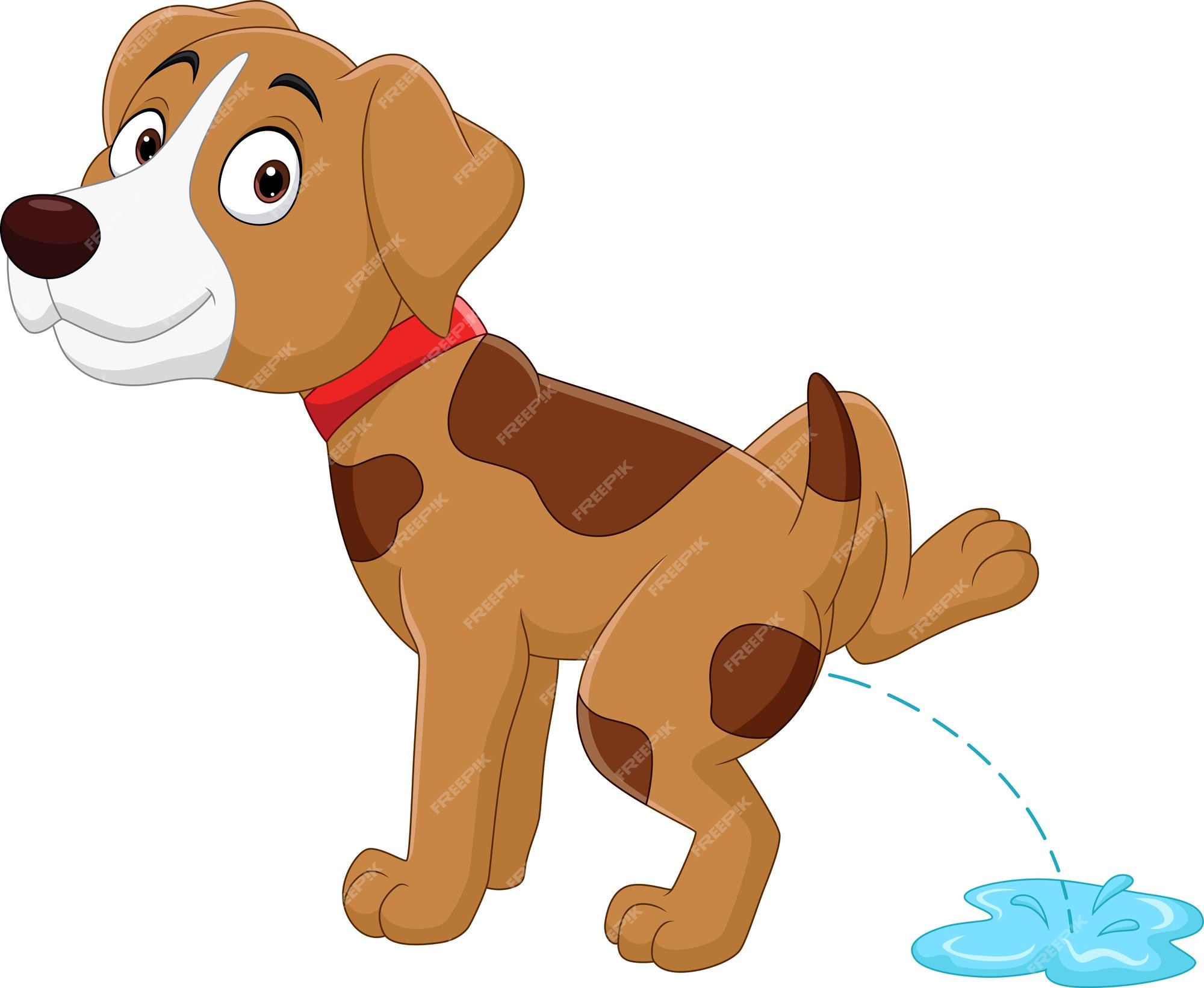 Premium Vector | Cartoon funny little dog peeing Premium Vector | Cartoon funny little dog peeing