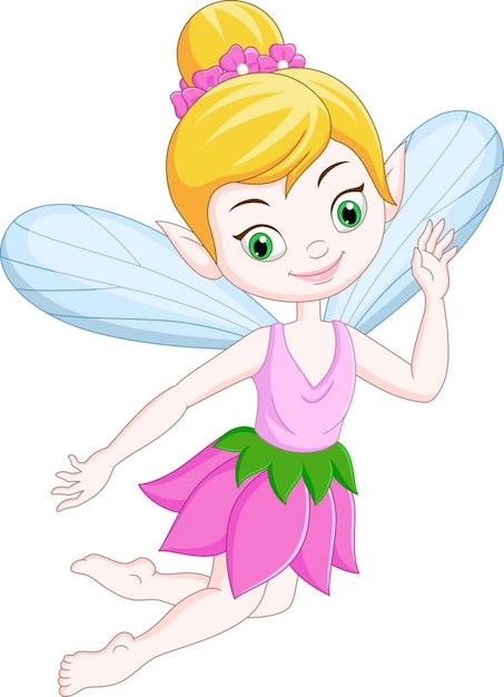 Cartoon funny little fairy on white background