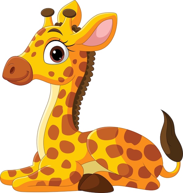 Cartone animato divertente piccola giraffa seduta