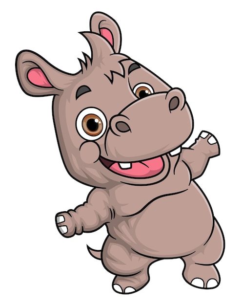 cartoon funny little hippopotamus posing