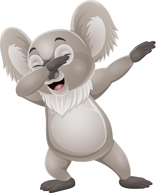 Cartoon funny little koala dabbing dance