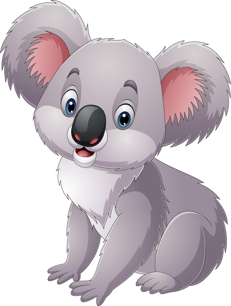 Vector cartoon funny little koala sitting