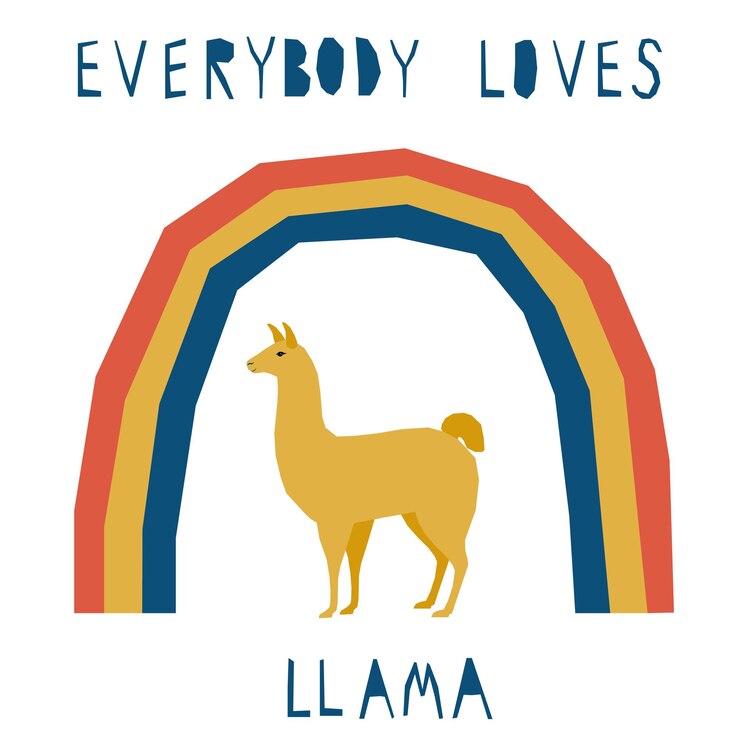 Vector cartoon funny llama camel graphic farm llama camel animal icon