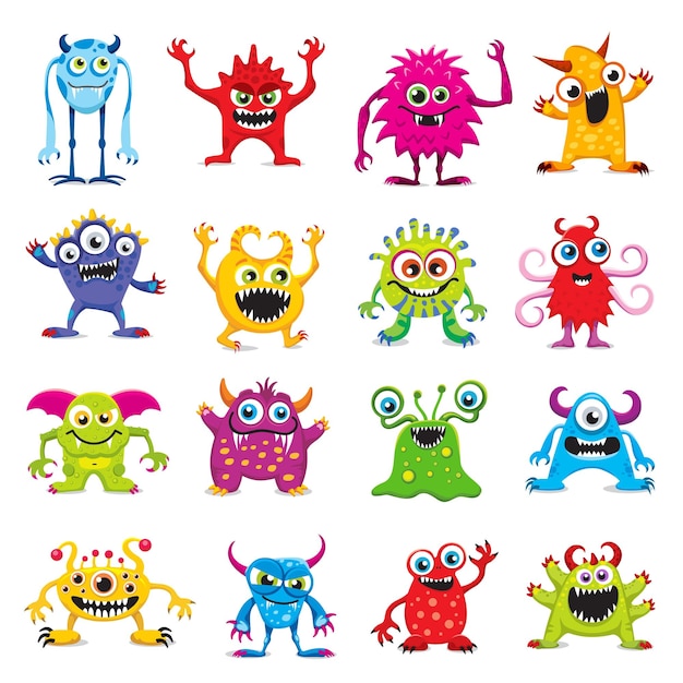 Cartoon funny monster characters comic mutants