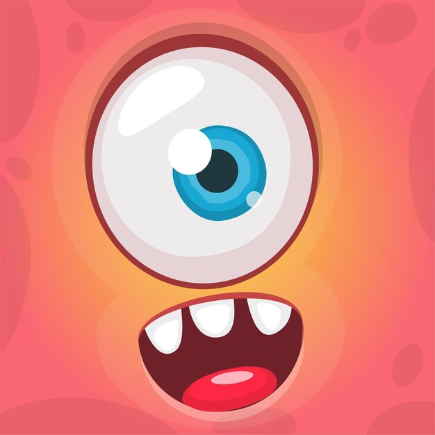 cartoon funny monster face with funny expression vector halloween monster illustration