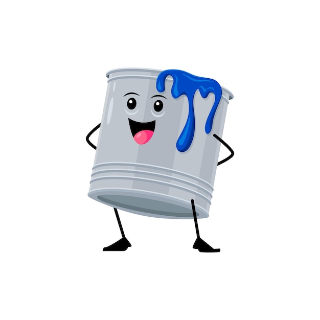 Vector cartoon funny paint bucket diy repair character