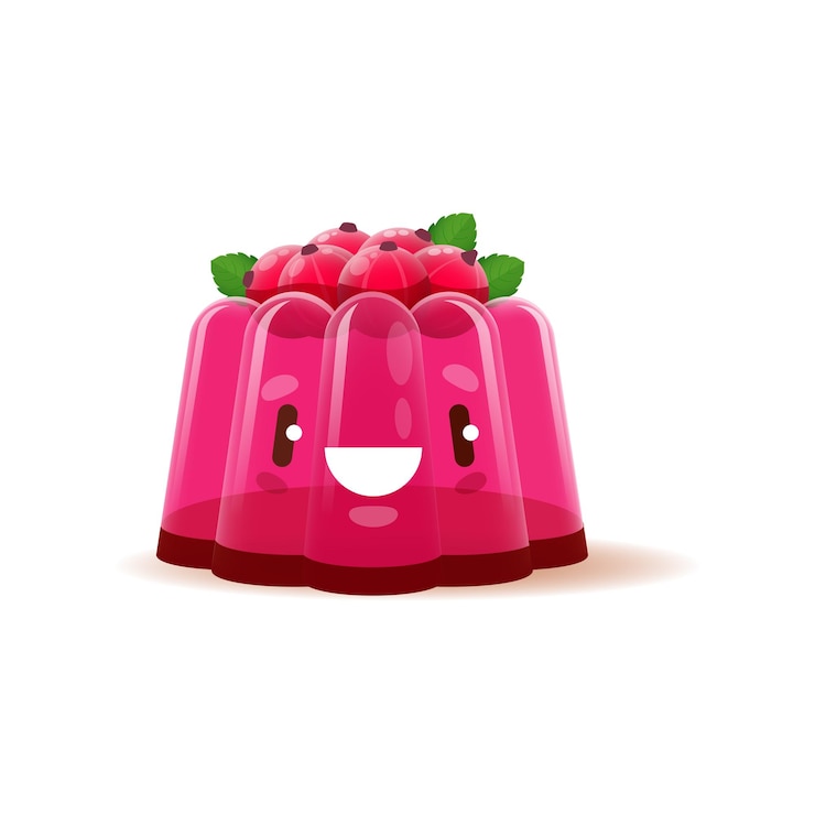 Vector cartoon funny pink pudding dessert cute character