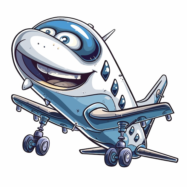 Vector cartoon funny plane vector illustration isolated on a white background