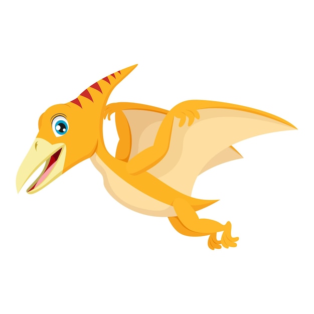 Vector cartoon funny pterodactyl dinosaur flying