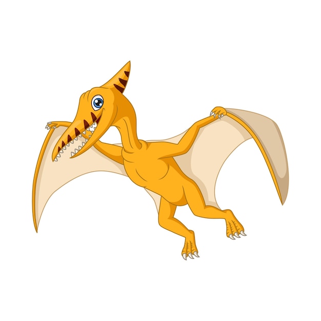 Cartoon funny pterodactyl dinosaur flying