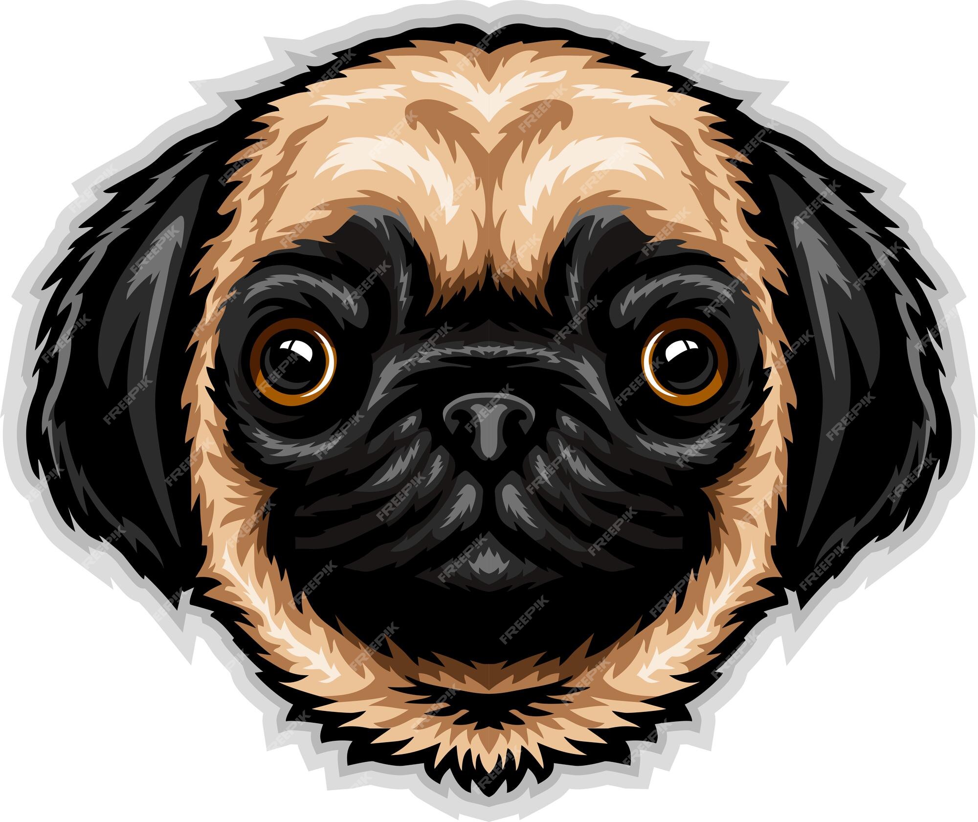Premium Vector | Cartoon funny pug dog head mascot Premium Vector | Cartoon funny pug dog head mascot