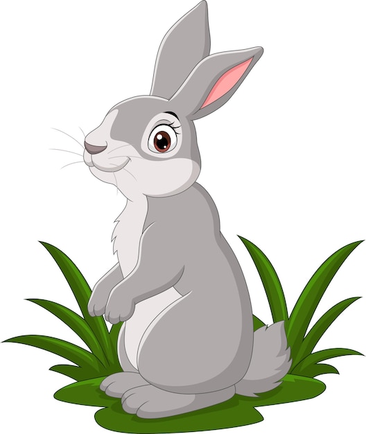 Cartoon funny rabbit in the grass