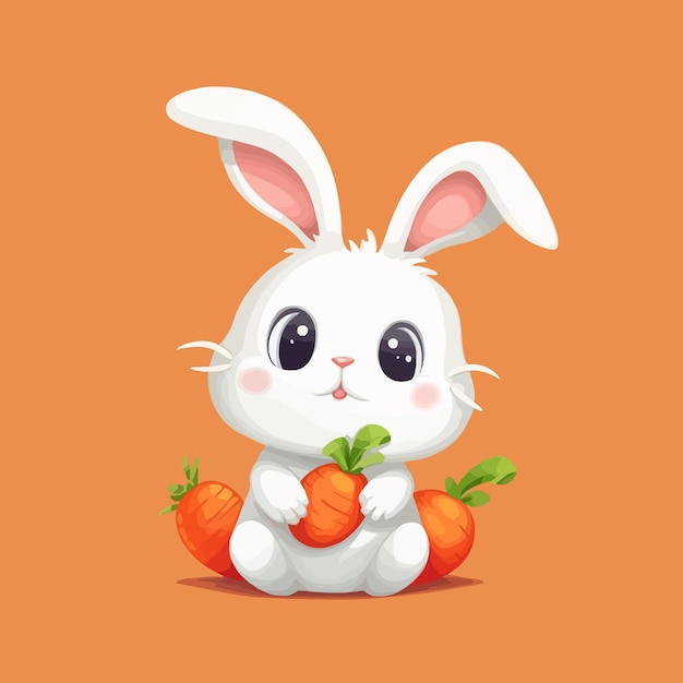 Vector cartoon funny rabbit mascot vector illustration character concept animal icon isolated